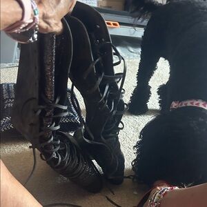 Grey Lace-Up Women's Boots